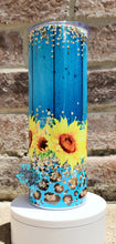Load image into Gallery viewer, Blue Shiplap Sunflower Sublimation Tumbler
