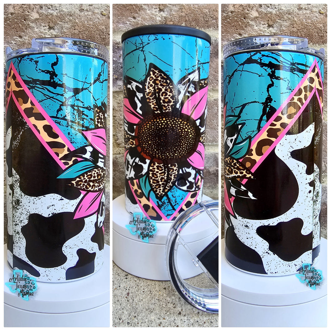 Turquoise Sunflower 4 in 1 Can Cooler