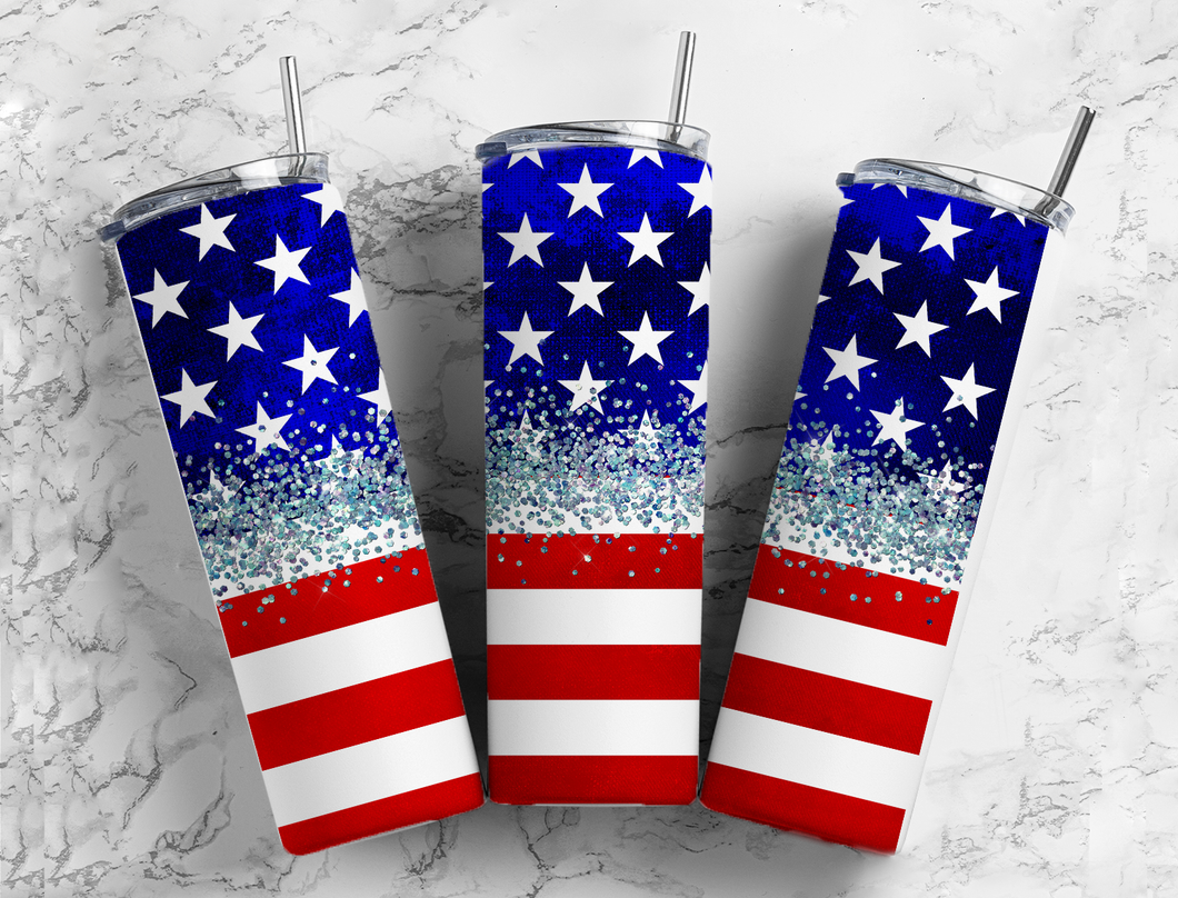 USA Flag Ombre Sublimation Tumbler