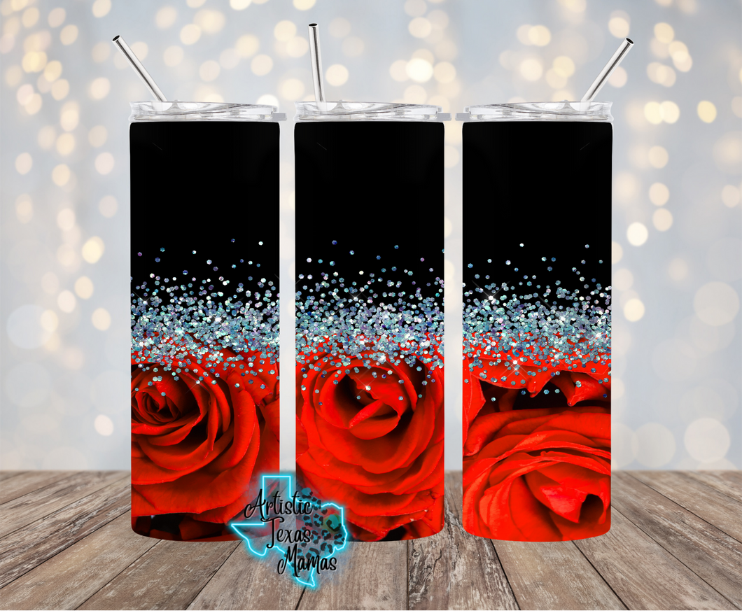 Black Rose Ombre Sublimation Tumbler