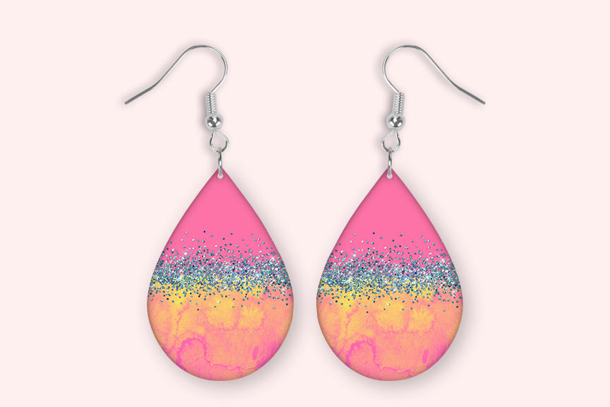 Pink/Yellow Tie Dye Earrings