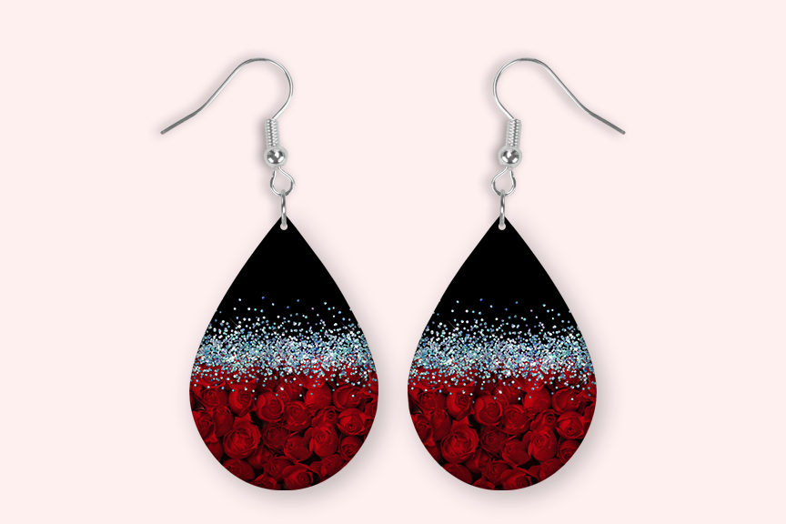 Black/Roses Earrings