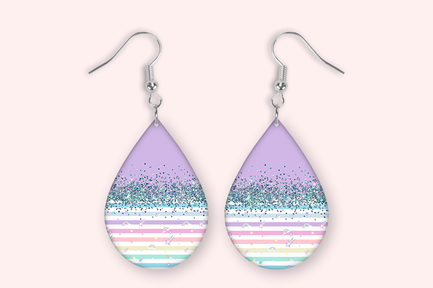 Purple Pastel Stripes Earrings