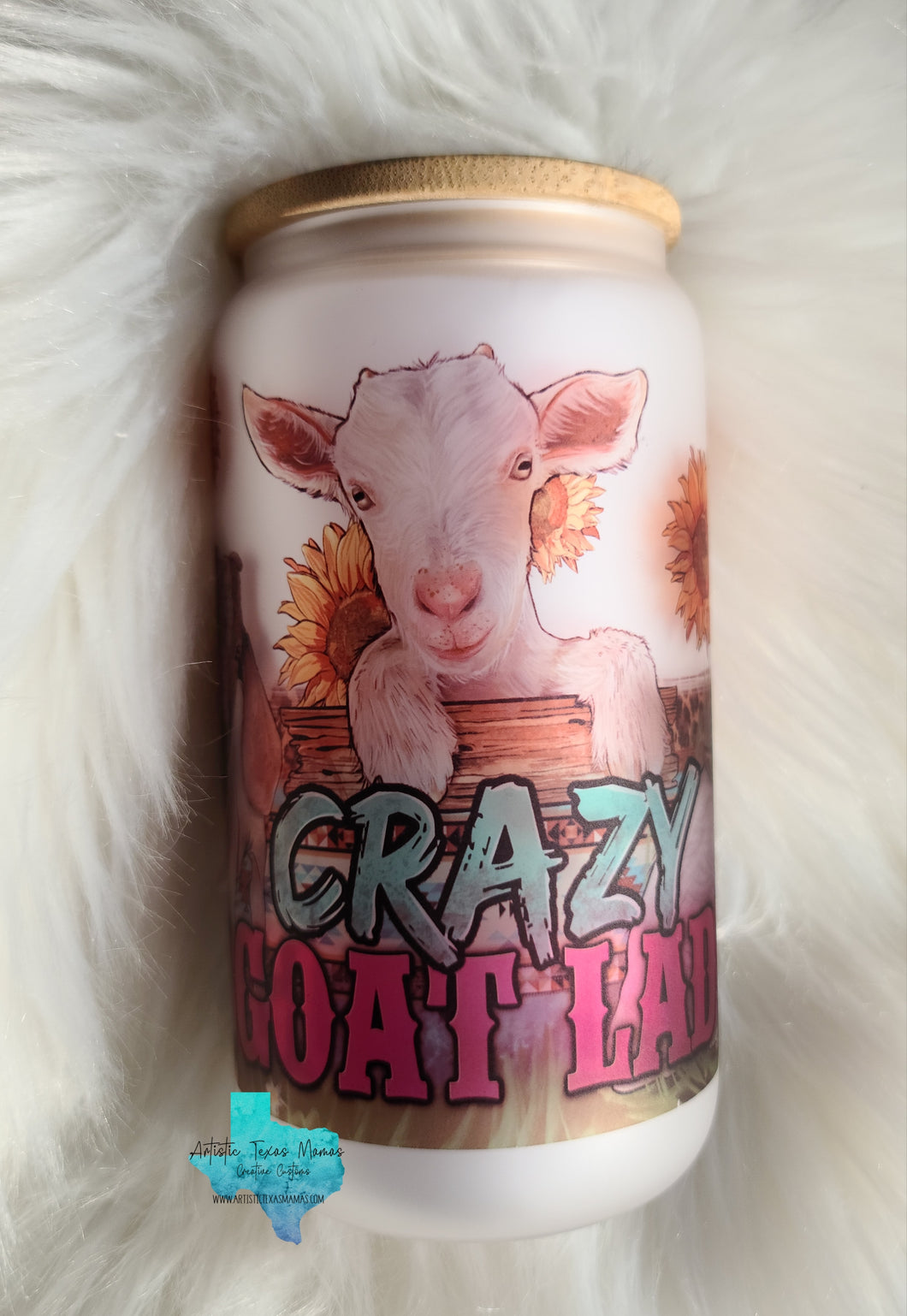 Crazy Goat Lady 16oz Glass Tumbler