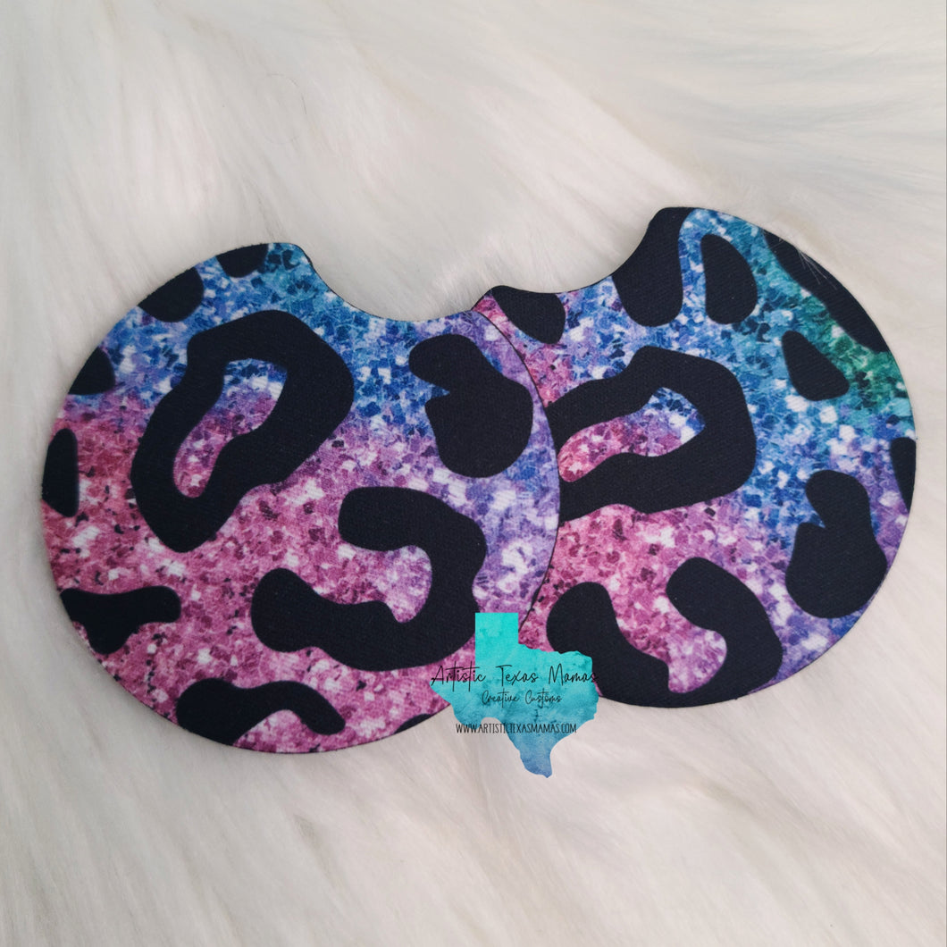 Leo Glitter Car Coasters